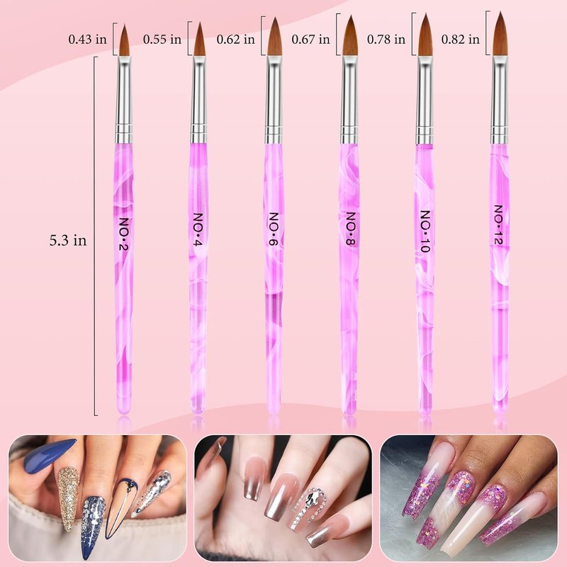 Acrylic Nail Brush Dappen Dish Set - 6PCS Nail Art Pens & 4PCS Crystal Dappen Dishes | Manicure Bowl for Acrylic Liquid
