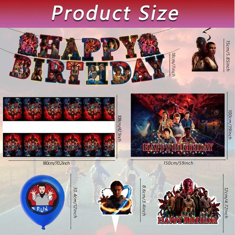 50 PCS Party Supplies, Birthday Decorations Set Includes Banner, Balloons, Hanging Swirls, Cake Cupcake Toppers, Tablecloth for Boys Girls Theme Party