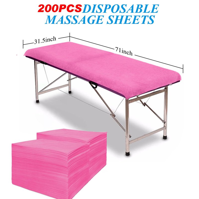 200Pcs Disposable Bed Sheets 31.5"x71"Massage Table Sheets Non-Woven Fabric Bed Covers for Ultimate Hygiene and Comfort in Massage,Tattoo, Beauty and Spa Treatments, Breathable & Durable Sheets(Pink)