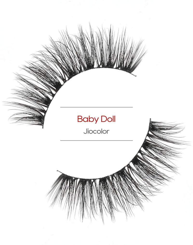 Jiocolor 3D Faux Mink Lashes - Natural Looking Short Wispy Eyelashes | 14mm, 7 Pairs Fluffy Pack