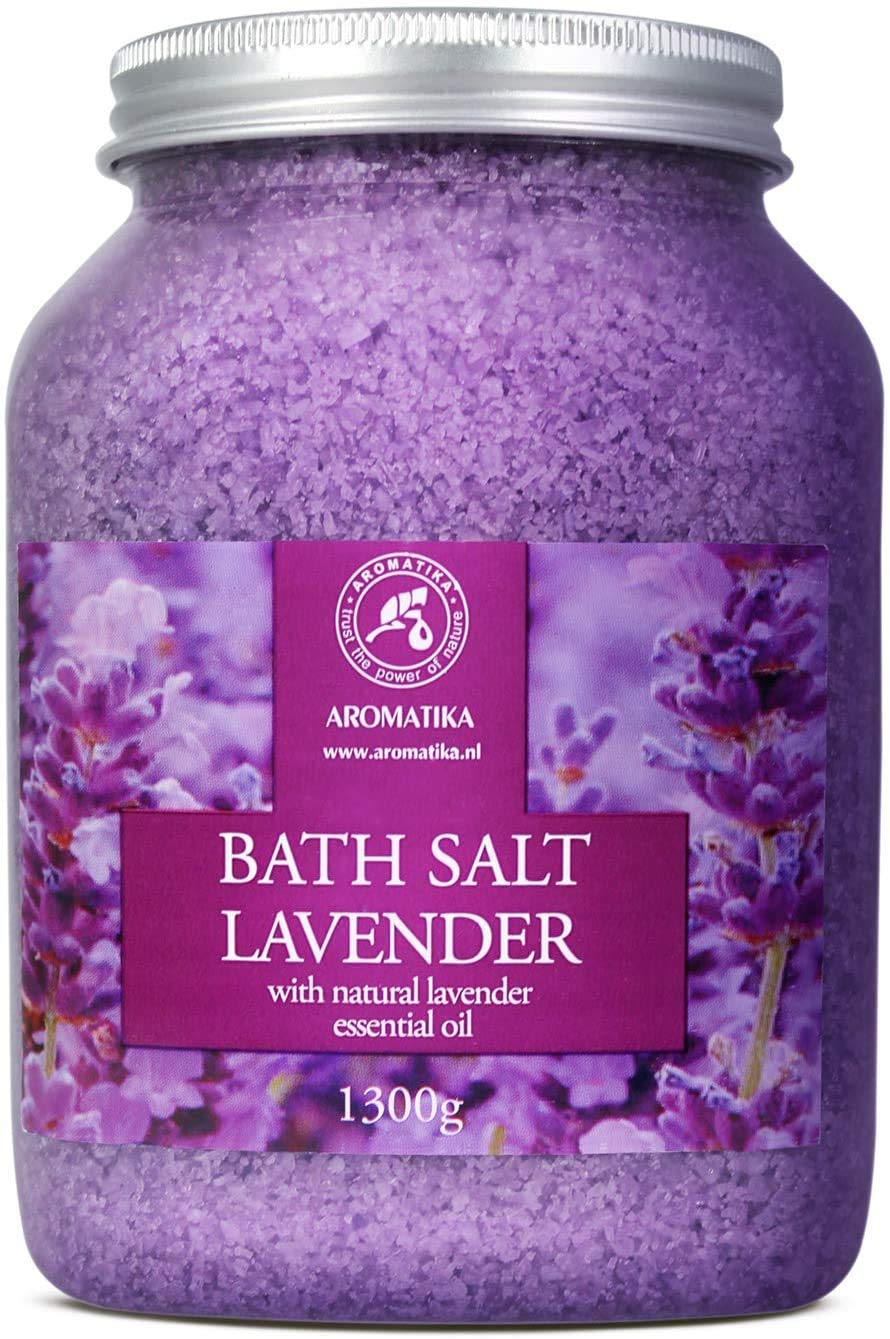 Sea Salt Lavender with Natural Lavender Essential Oil 46 Oz - Lavender Bath Salts - Lavanda Salt 1300g - Best for Good Sleep - Stress Relief - Beauty - Relaxing - Bathing - Body Care