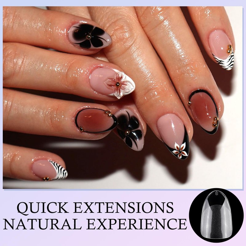 360pc Short Almond Nail Tips, Soft Gel Nail Tip Clear Press on Nail Short Fake Nails Almond, 15 Sizes Full Cover False Artificial Fingernail XS Stiletto Acrylic Nails Tips for Gel Nail Extension