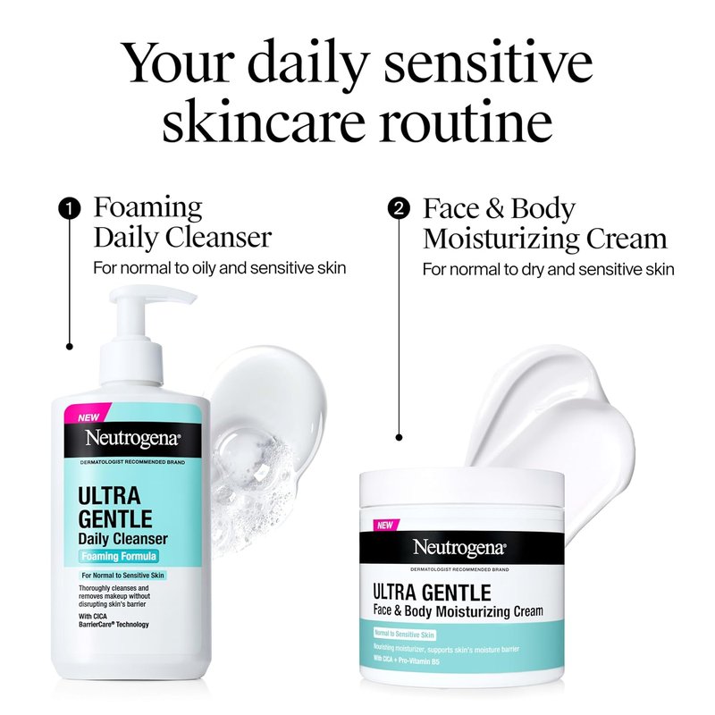 Neutrogena Ultra Gentle Moisturizing Cream - Nourishing Lotion for Normal to Sensitive Skin | Fragrance-Free, 11 oz