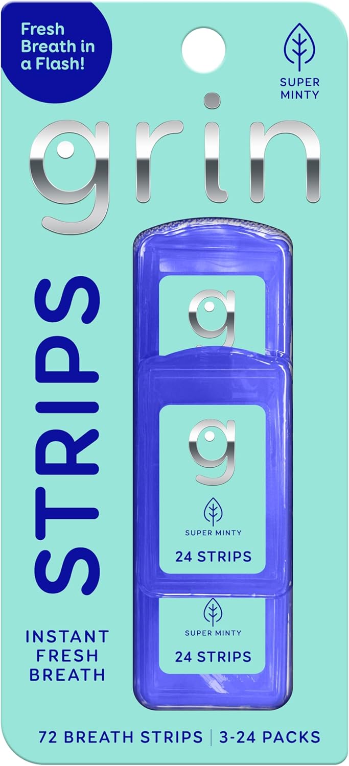 Super Minty Breath Strips - Instant Sugar-Free Freshener | Portable 72 Count (3 x 24)