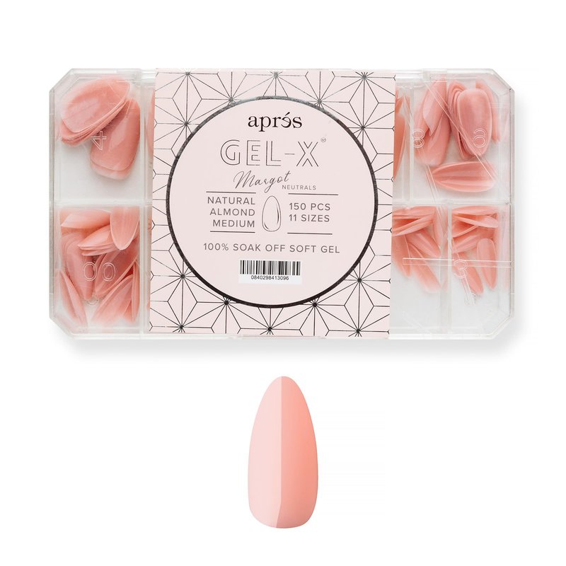 Apres Neutrals Gel-X Margot Box Of Nail Tips, 11 Sizes 00-9, Soft Gel Tip Box (150pcs) (Almond Medium, 150)