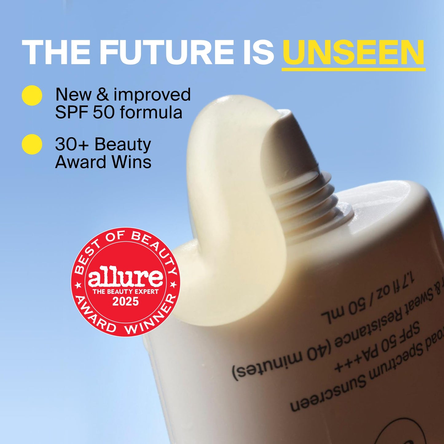 Supergoop! Unseen Sunscreen - SPF 50 - Clear & Invisible Face Sunscreen + Broad Spectrum + Makeup-Gripping Primer - Weightless, Scentless, Oil Free - For All Skin Types & Tones - 1.7 fl oz