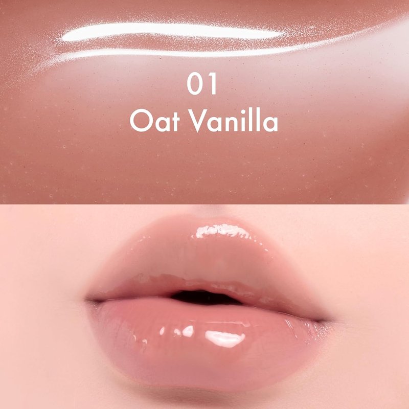 Amuse SEOUL Jel-Fit Tinted Lip Gloss (01 OAT VANILLA) - Ultra Shine Plumping Lip Stain, Hydrating Volumizing Lip Tint, Non-Sticky, Long Lasting Glossy Finish, Vegan, K-Beauty Makeup | High Shine, Buildable Color