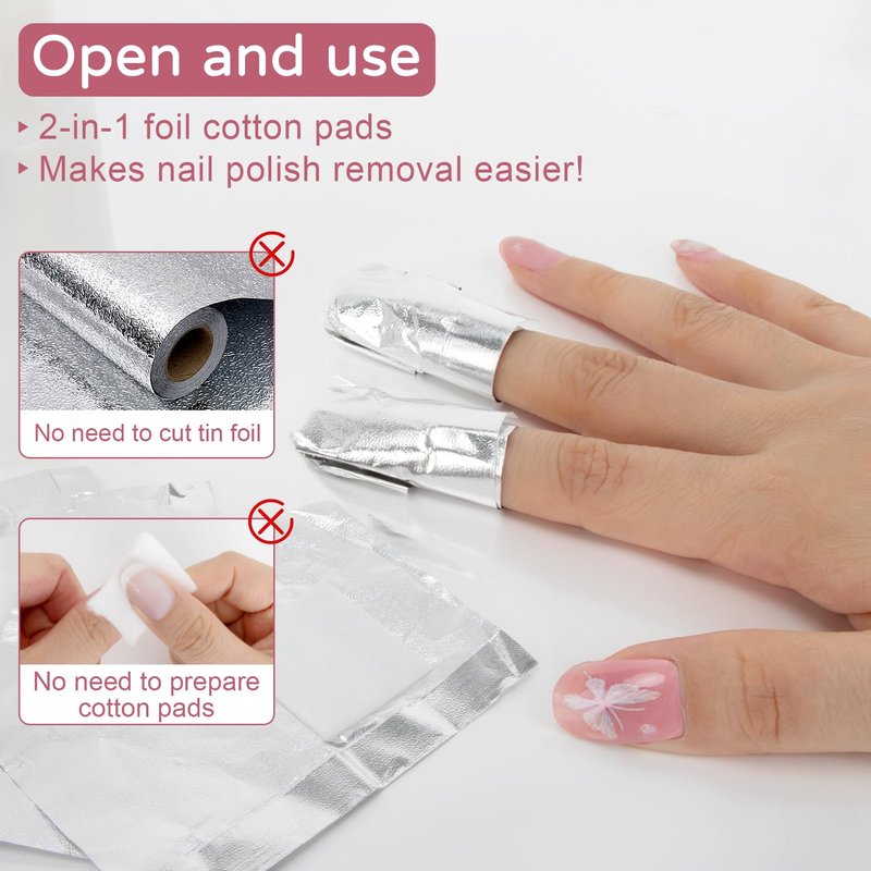 RAQEHO 300 Nail Polish Remover Pads - Nail Foils Soak Off Wraps Sheets Gel Acrylic Glue Polish Remover with Lint Free Cotton Wipes Pads Stuff Essentials Tech Must Haves At Home Supplies