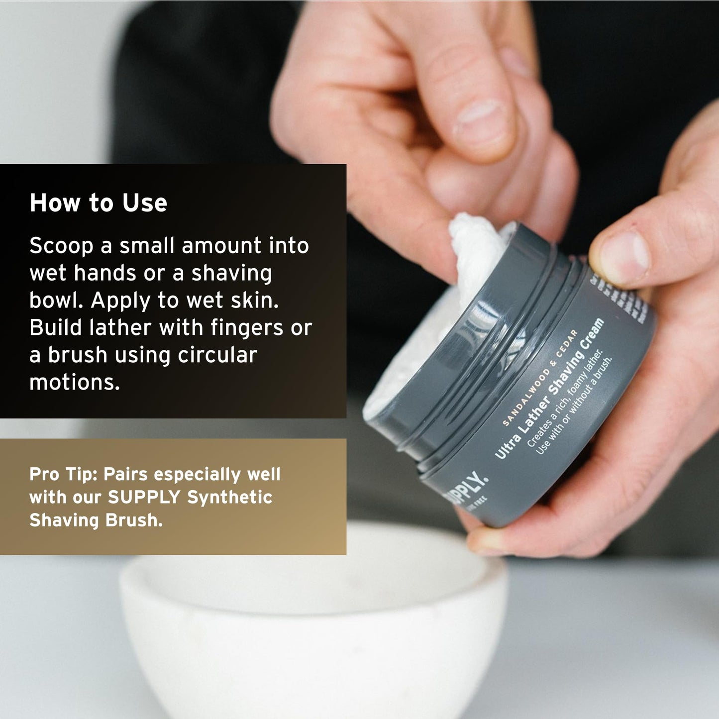 SUPPLY Ultra Lather Shaving Cream for Men – Rich Cushion for Smoother Shave – Helps Reduce Shave Irritation – Fragrance Free – 3.4 oz