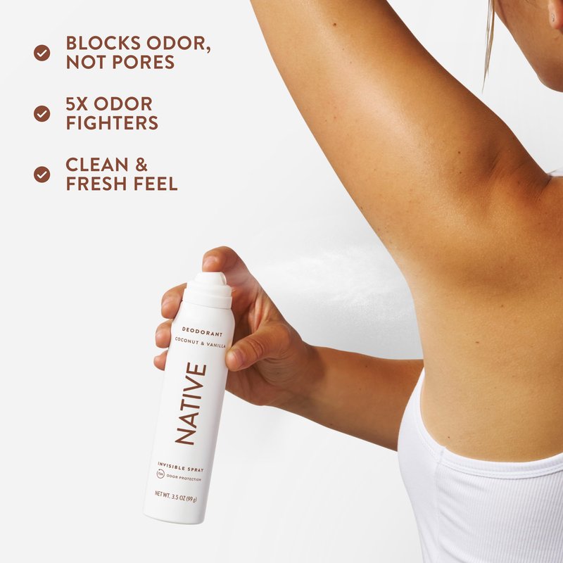 Native Deodorant & Body Spray, Coconut & Vanilla, 72-Hour Odor Protection for Underarms & Body, Aluminum Free, Quick Drying, 3.5 oz