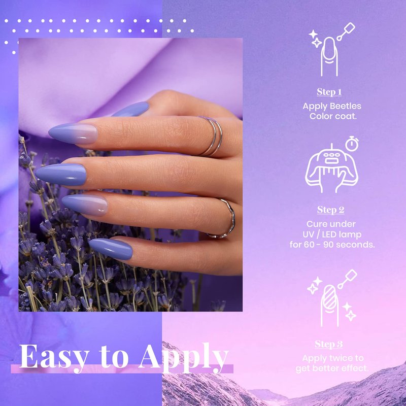 Beetles Purple Gel Polish - 1pc 15ml Periwinkle Pale Soft Purple Gel Summer Colors Soak Off Uv Lamp Nail Art Manicure Salon Design DIY Home Gift for Women Girls