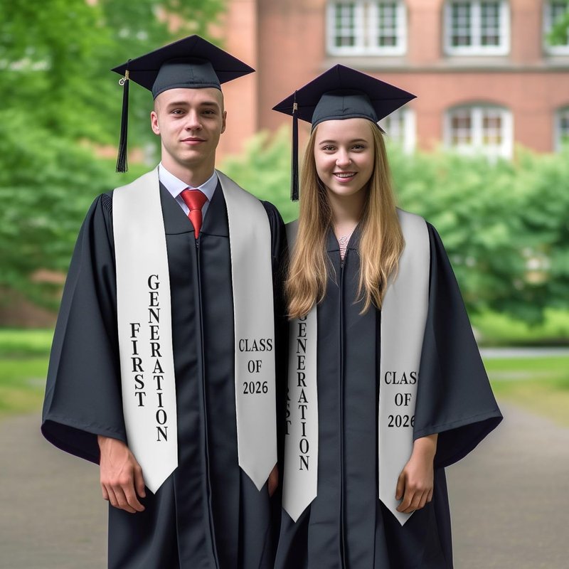 First Generation Graduation Stole - Class of 2026 | White Stole for High School & College Graduates
