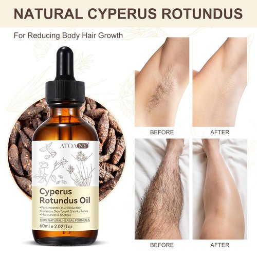 Cyperus Rotundus Oil, Natural Cyperus Rotundus Oil for Unwanted Hair Removal, Reducing Body Hair Growth,Balances Skin Tone, Moisturizes & Soothes, Suitable for All Skin Types (2.02 fl.oz)