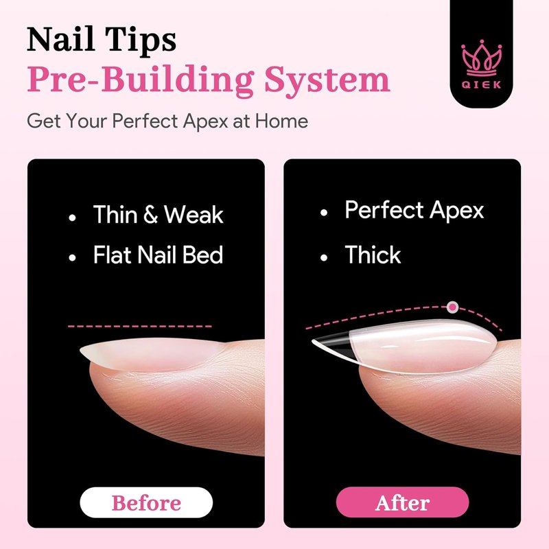 Skiennix Medium Almond Nail Tips - 240 PCS Clear Soft Press-On Extensions | 15 Sizes for DIY & Salon Use