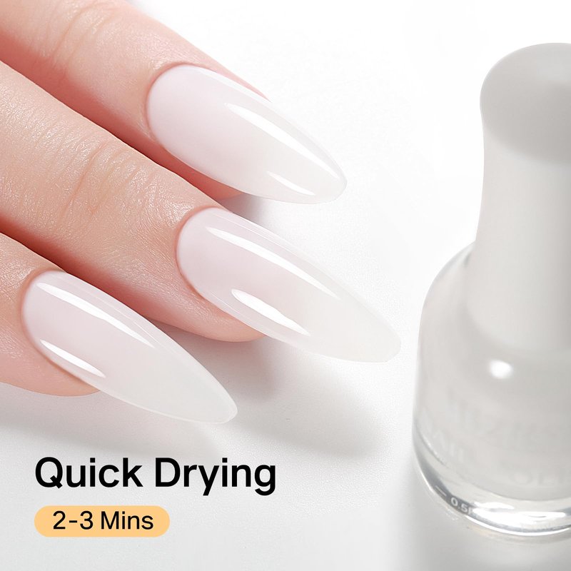 MIZHSE Quick Dry Nail Polish, Milky White Nail Polish Air Dry Fast, 15 ml Regular Water-based Nail Lacquer Non Gel Full Coverage High Glossy Shine Nail Art Manicure Home
