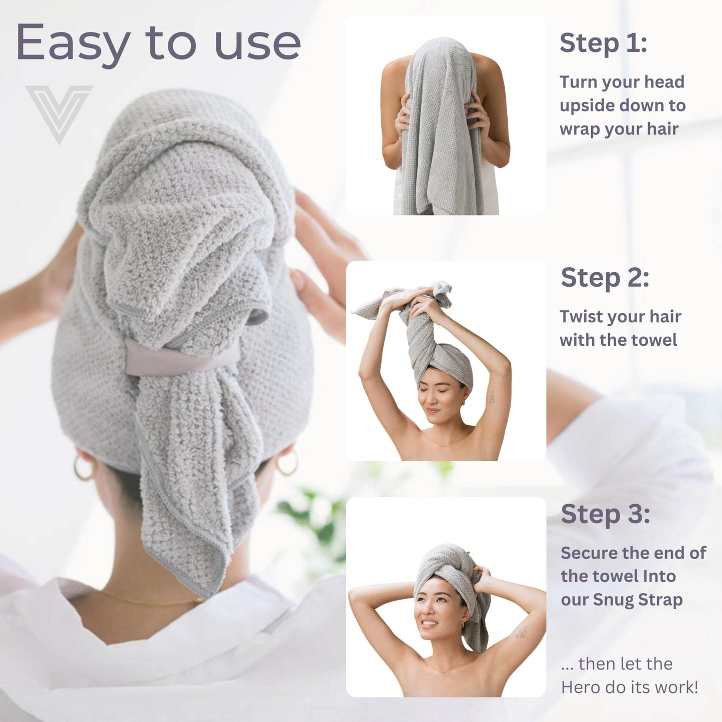 VOLO Hero Capri Blue Hair Towel | Ultra Soft, Super Absorbent, Quick Drying Nanoweave Fabric | Reduce Dry Time by 50% | Towel Wrap for All Hair Types | Anti Frizz & Anti Breakage | Reusable Packaging