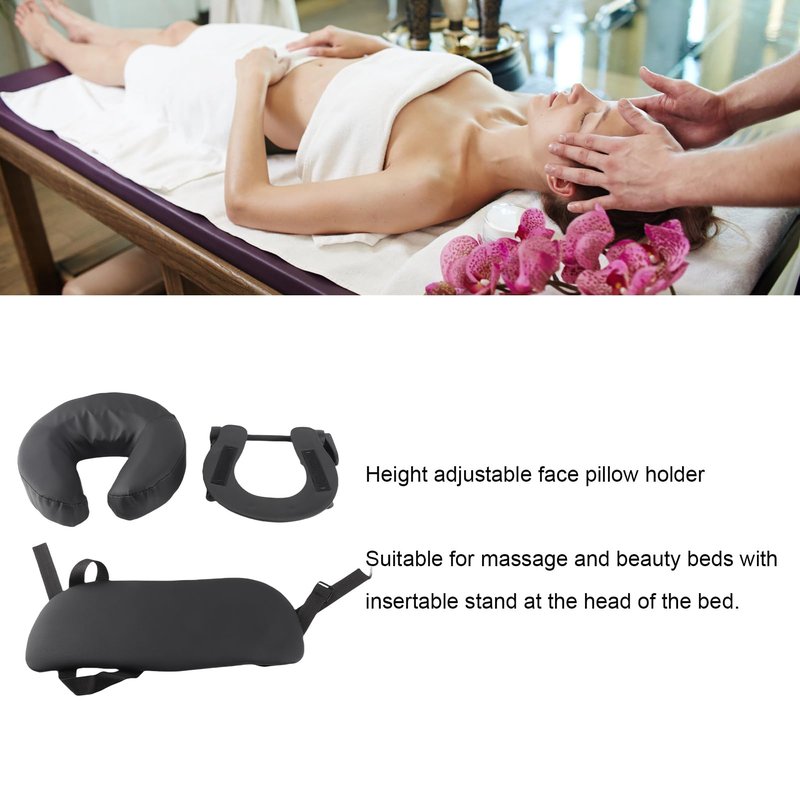 Massage Table Face Cradle & Cushion, Massage Face Cradle Beauty Bed Headrest Cradle U Shape Adjustable Folding Massage Table Face Cradle Pillow Massage Pillow Face Down for Beauty Salon Black