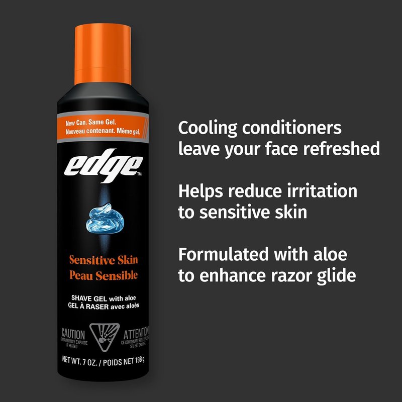 Edge Shaving Gel for Men - Sensitive Skin Formula with Aloe | Moisturizes & Soothes (6 Pack)