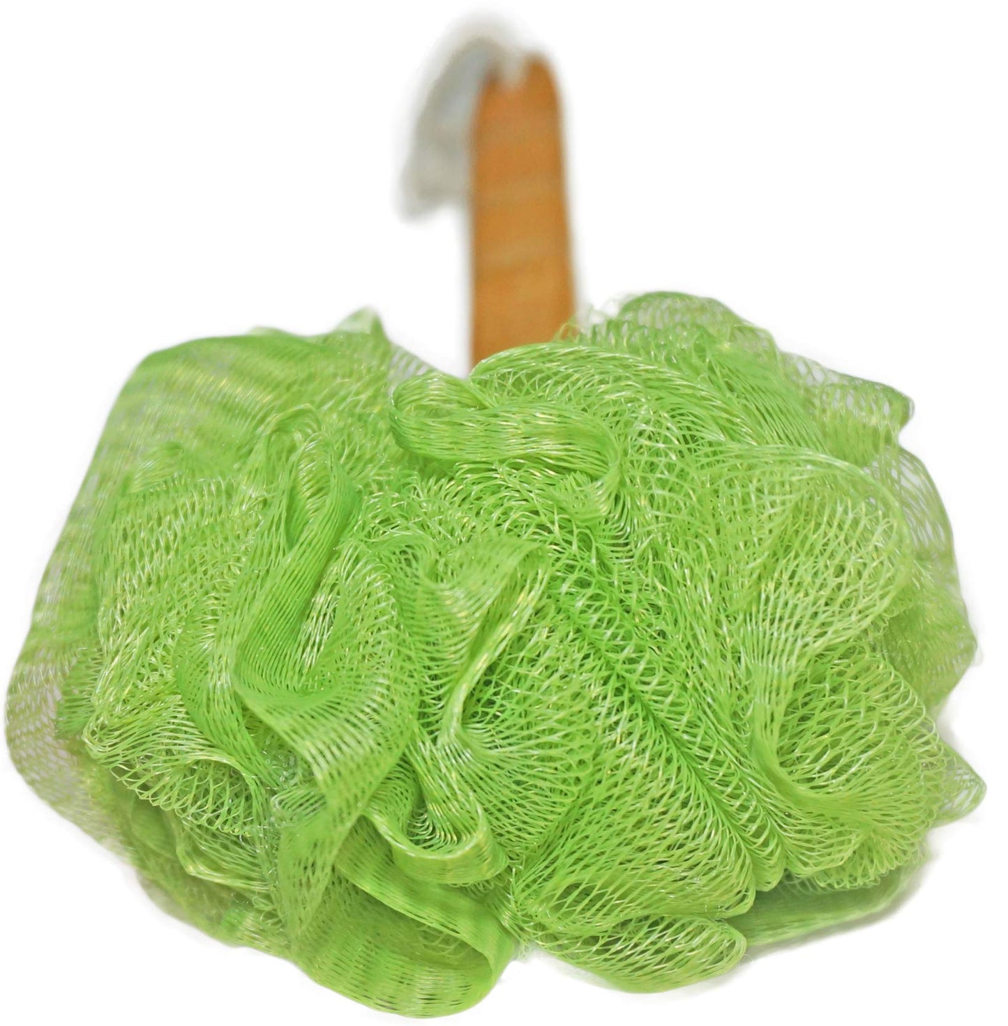 Shower Loofah Body & Back Scrubber - Exfoliating Loofah Bath Brush On a Stick - with Long Wooden Handle Back Brush for Men & Women - Easy Reach Body Wash & Lotion Applicator（ 2 Pack- White&Green）
