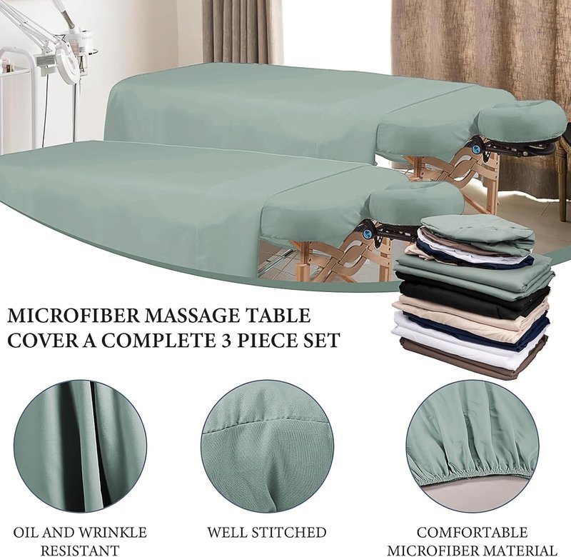Microfiber Massage Table Sheets Set - 18-Piece Spa Bed Cover with Fitted Sheets & Face Rest Cover | Wrinkle & Oil Resistant, 6 Colors
