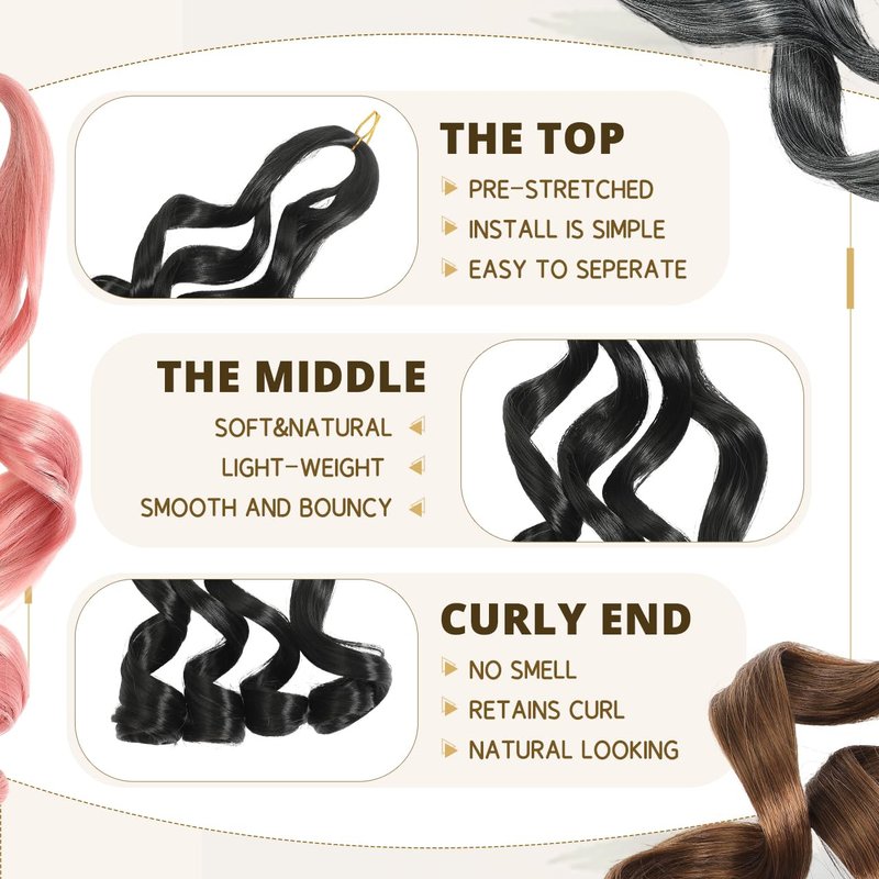 French Curl Braiding Hair - 12 Inch Pre-Stretched Synthetic Curly Extensions for Braids | 8 Packs for Black Women