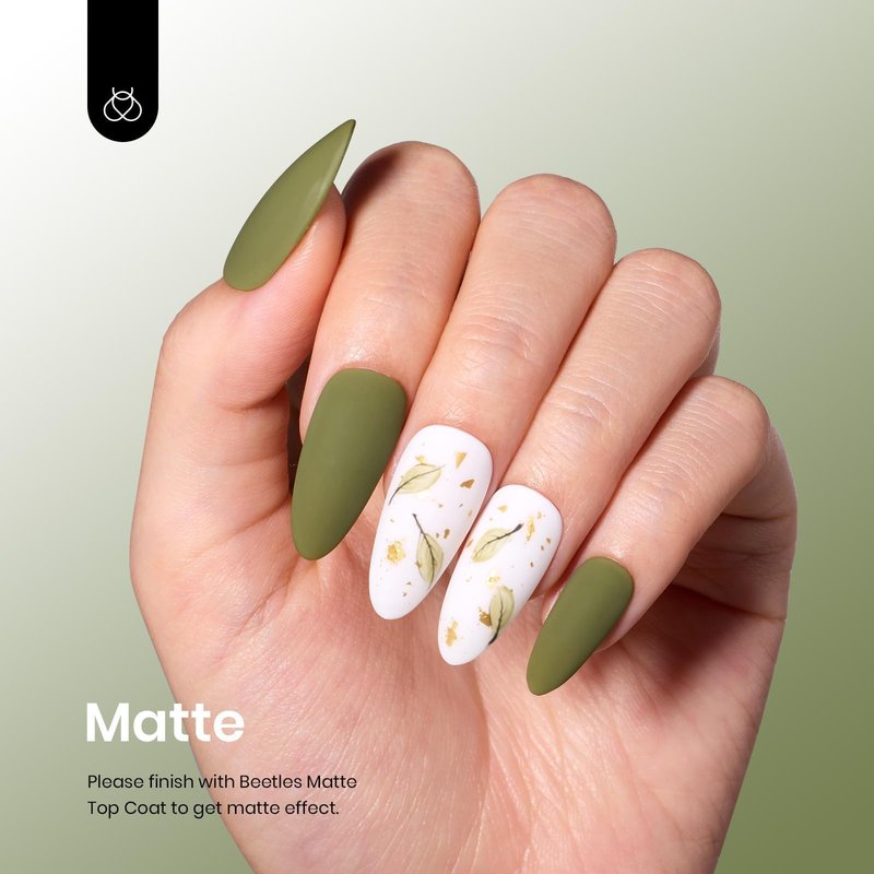 Beetles Olive Green Gel Nail Polish, 15ML Army Green Earth Tone Day Gel Nail Polish, Long Lasting Soak Off Manicure for DIY Summer Nails Art