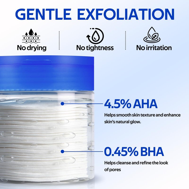 dewyhour Cleansing Face Pads, Gentle Exfoliation Toner Pads for Face with AHA & BHA – Korean Skin Care Moisturizing Dual-Sided Textured Pad Sensitive Skin