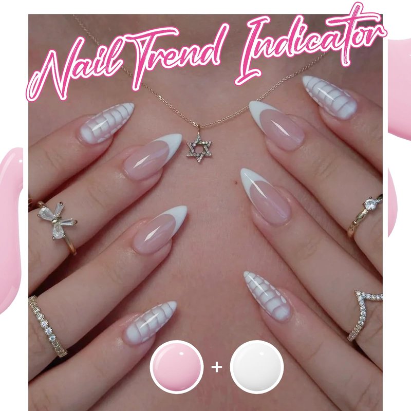 modelones French Manicure Tip Gel Polish Set, 2Pcs 15ML White Jelly Pink Gel Nail Polish Kit Light Pink Milky White French Tip Nail Base Colors Soak Off LED DIY at Home Salon for Women
