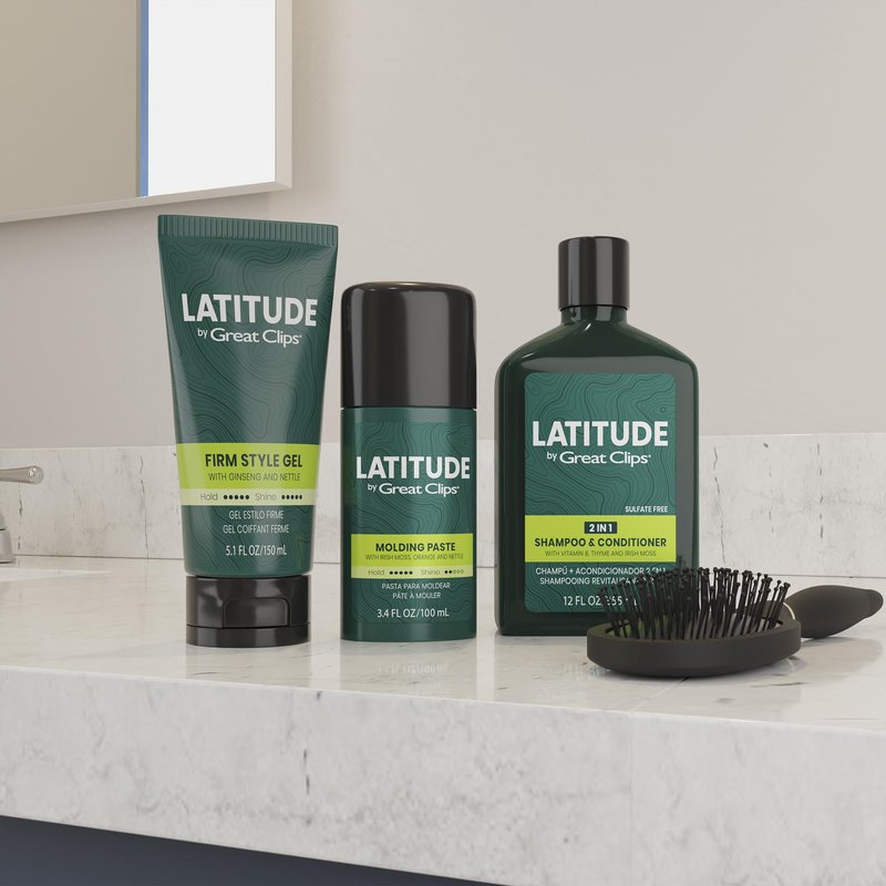 GREAT CLIPS LATITUDE 2-in-1 Shampoo + Conditioner | Daily Shampoo and Conditioner Set for Men | Promotes Full + Healthy Hair | 12oz | Packaging May Vary