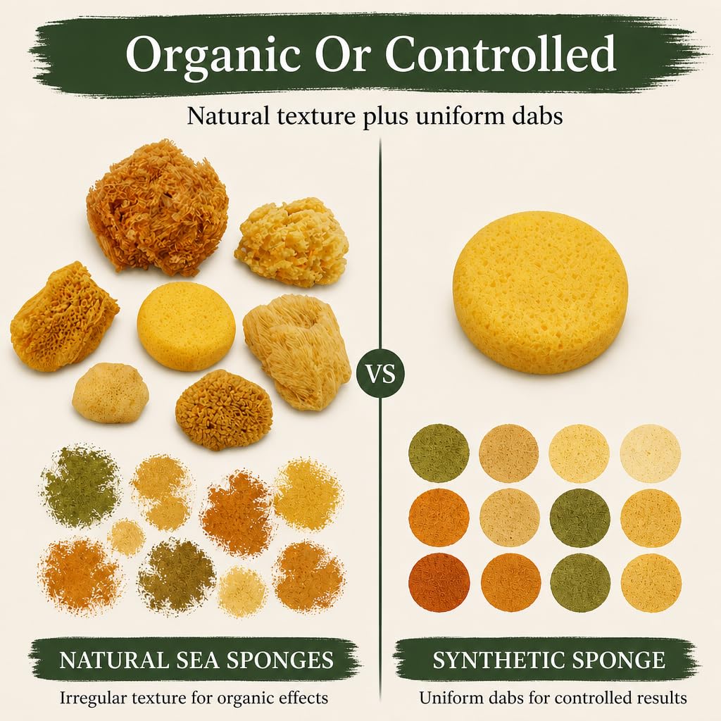 Lullingworth® Natural Sea & Synthetic Sponges - Assorted Sizes 7pc Value Pack for Crafts & Artists: Great for Painting, Acrylic Texturing, Hobbies, Art, Effects, Ceramics, Clay, Pottery