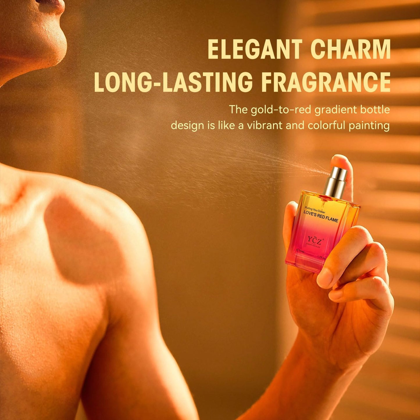 Ycz LOVE'S RED FLAME Men's Perfume 1.65 oz, Gradient Red Flame Bottle for Passionate Love Perfume, Spicy Woody Signature Long-Lasting Fragrance - Ideal Men Perfumes for Special Occasions Daily
