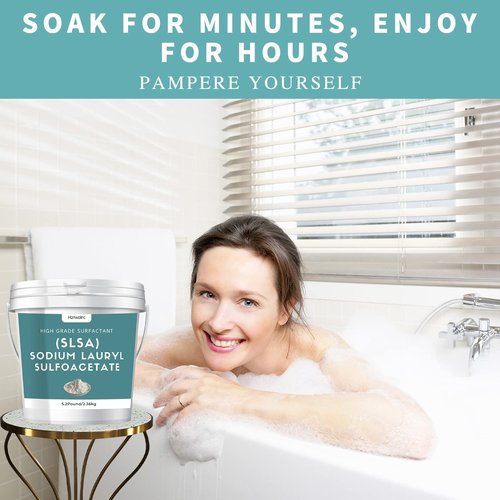 5.2 Pound SLSA Powder for Making Bath Bombs, Premium SLSA Sodium Lauryl Sulfoacetate Powder, Amazing Bubbles, Gentle on Skin, Suitable for Making Bath Bombs, Bath Truffles and More
