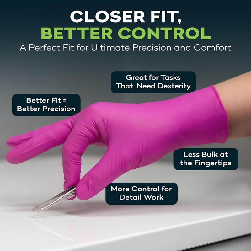 Fuchsia Hot Pink Nitrile Disposable Gloves - 3 Mil Medical Exam | Powder & Latex Free
