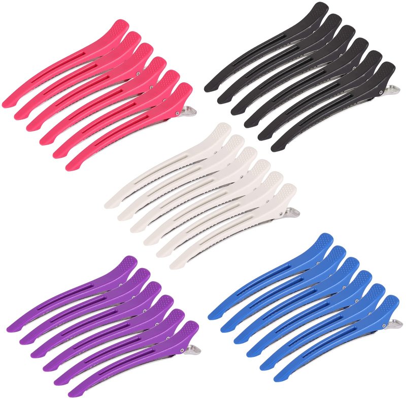 12 PCS Silicone-Banded Duck Billed Hair Clips - No Crease, Non-Slip for Haircutting, Salon & Home Styling