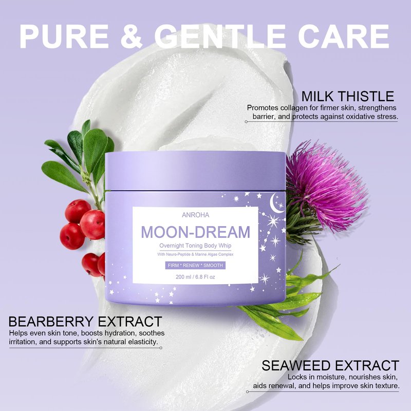 Anroha Moon Dream Overnight Toning Whip - Get Body Firming Cream for Women - Age Defying Lift and Frim Cream Helps Target the Appearance of Loose Skin On the Body 6.8 Fl oz