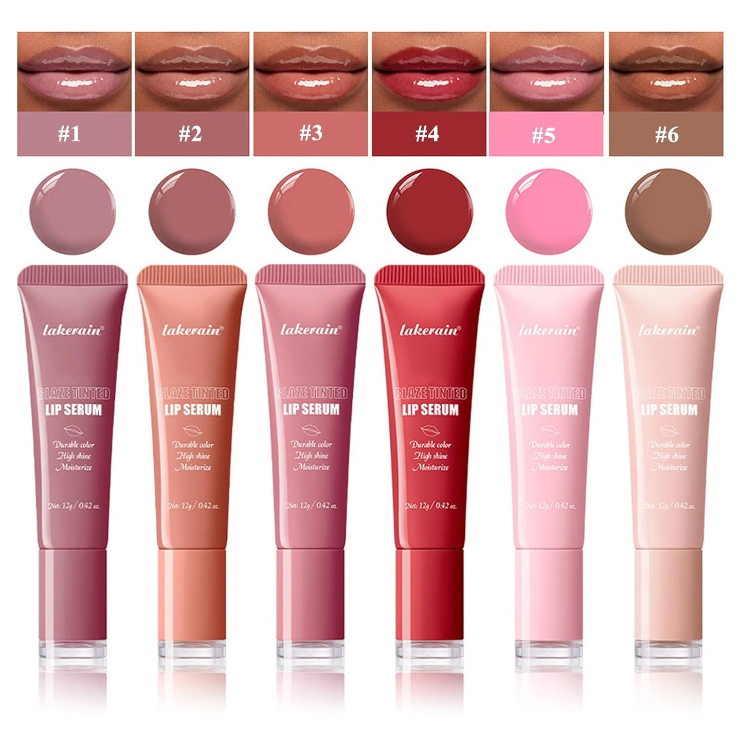 TEEROVA Tinted Lip Serum - High Shine Hydrating Formula with Plumping Polypeptides | Sheer Red