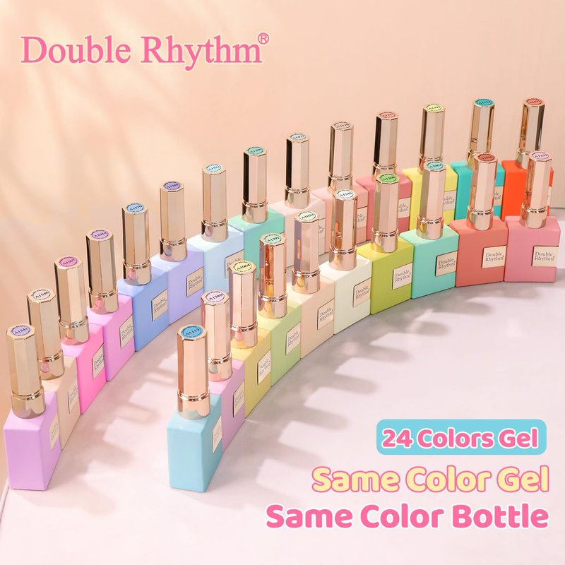 Double Rhythm 28Pcs 0.5Oz Gel Nail Polish Set Same Color Same Bottle Gel Polish Kit Nail Art Manicure Salon DIY at Home for Women (Pastel Candy Collection-T24-5)