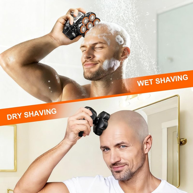 Head Shavers for Bald Men | Rechargeable Electric Razor - 120min Runtime, Waterproof Wet/Dry Grooming Kit