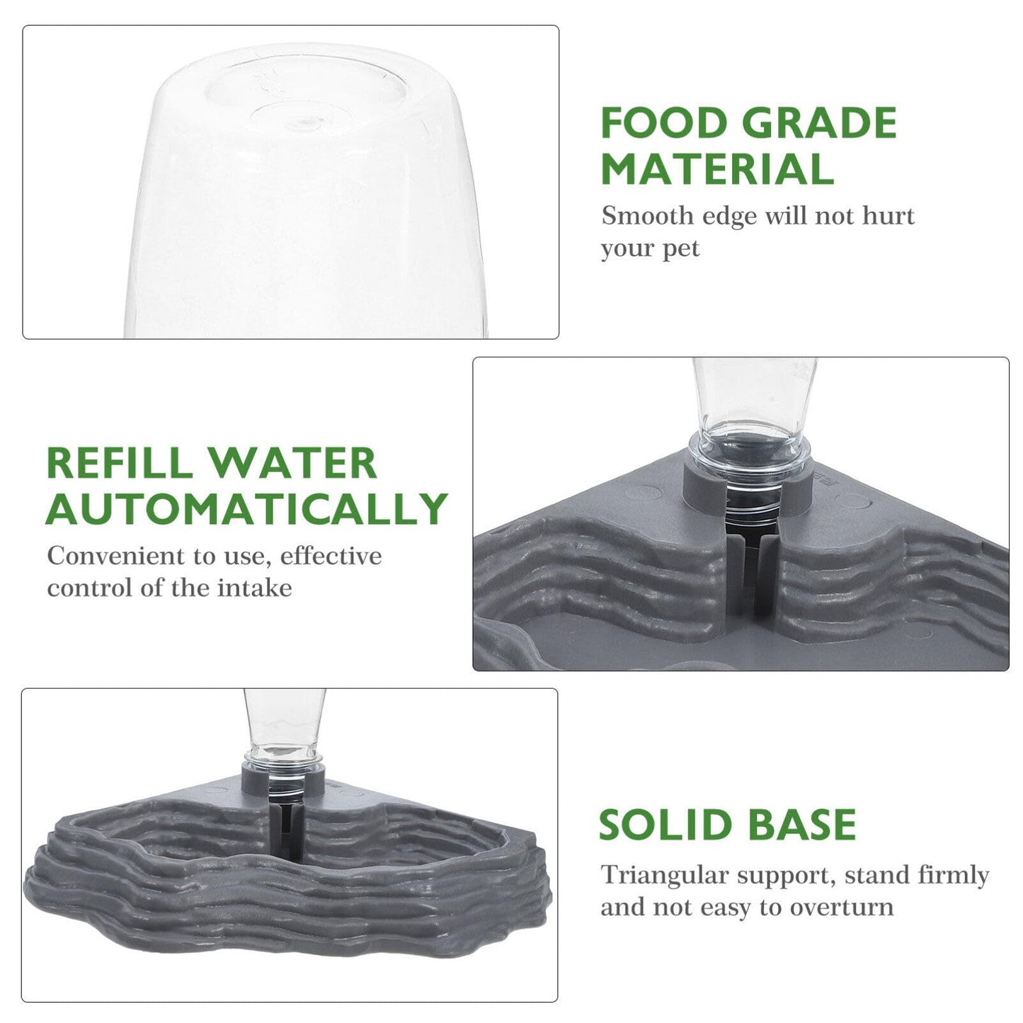 Scicalife Reptile Water Feeder - Automatic Water Dispenser Waterer Feeding Accessories for Turtle Frog Bearded Dragons Lizards Geckos for Terrarium Tank (Grey)