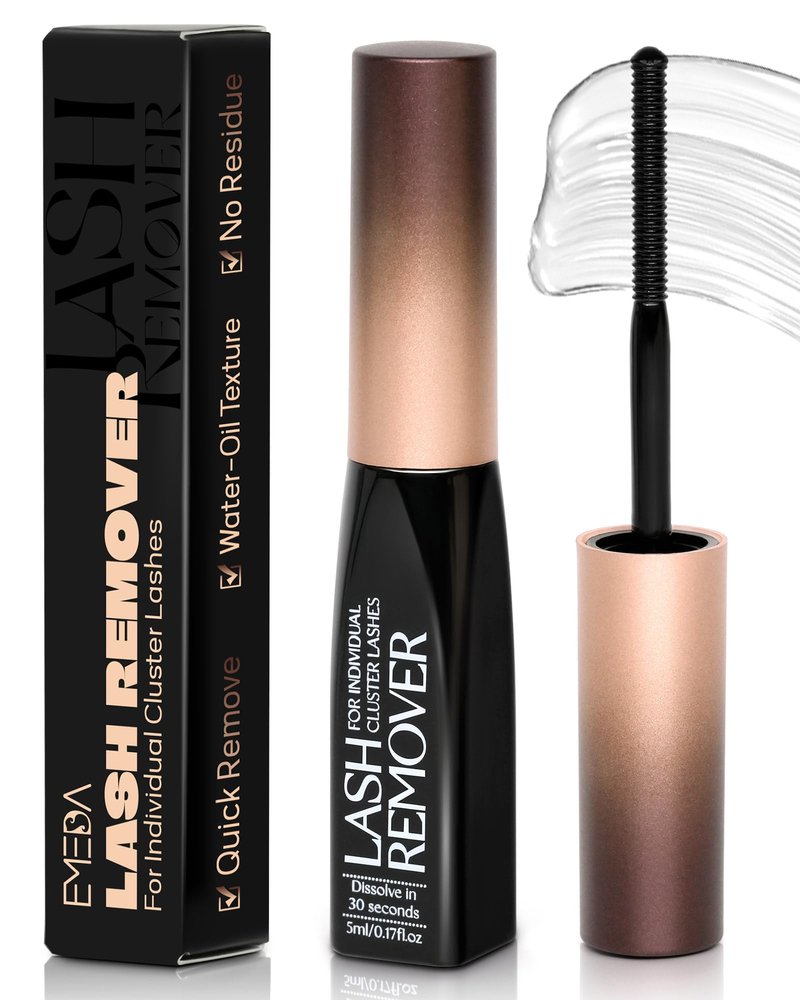 Cluster Lash Glue Remover – 5ml Gentle Eyelash Extension Remover for Cluster & Individual Lashes, Non-Irritating Lash Bond Solvent with Mascara Wand, Easy Self-Use at Home