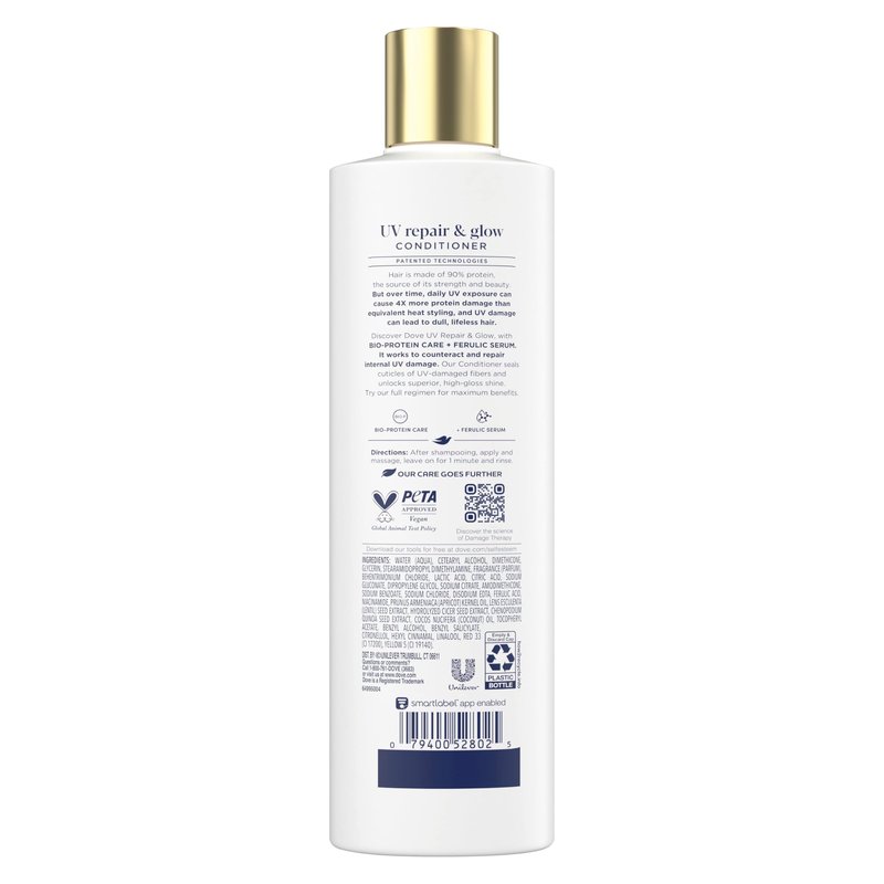 Dove Damage Therapy Conditioner 1 ct UV Repair & Glow Repairs 99% of UV hair damage* with Ferulic Serum 12 oz
