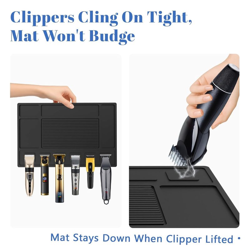 Magnetic Barber Mat - Organizer for Clippers with 6 Strong Magnets | Grooming Station Tool Pad