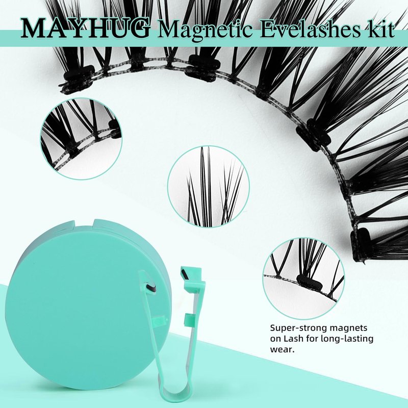 Botare Magnetic Eyelashes with Applicator Kit, Portable Reusable Magnetic Eyelashes Natural Look without Eyeliner Glue-free False Lashes Waterproof Lightweight ZP06