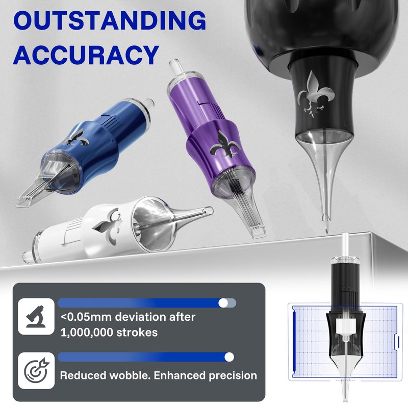 LumenTip 50PCS Tattoo Needles, Tattoo Cartridge Needles Mixed Sizes - #12 Standard RL/RS/RM/M1 Disposable Tattoo Needle Cartridges with Membrane for Tattoo Gun Round Liner Shader Magnum