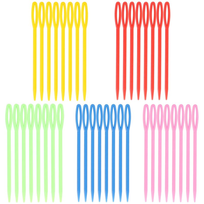 300 Piece Plastic Sewing Needle Set - Big Eye Safety Yarn & Crafting Needles - 3.54" Long - Ideal for Kids' Crochet, Darning & Handmade Projects - Random Color