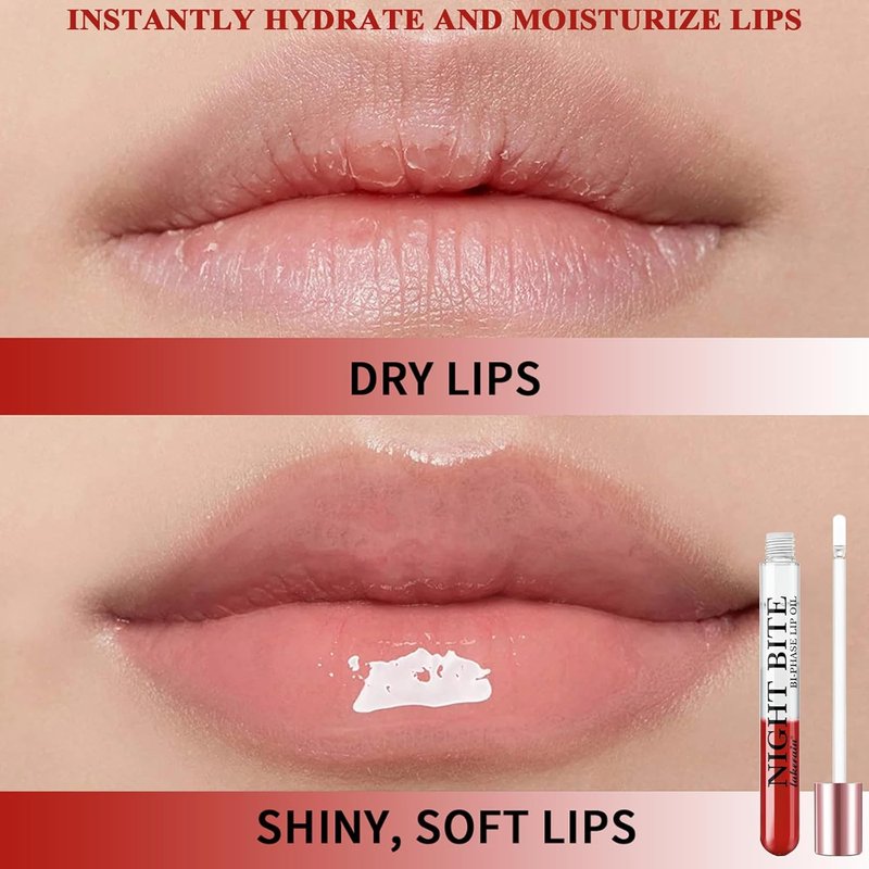 Skiennix Dual-Phase Lip Oil - Moisturizing & Nourishing Gloss in Shiny Red & Transparent