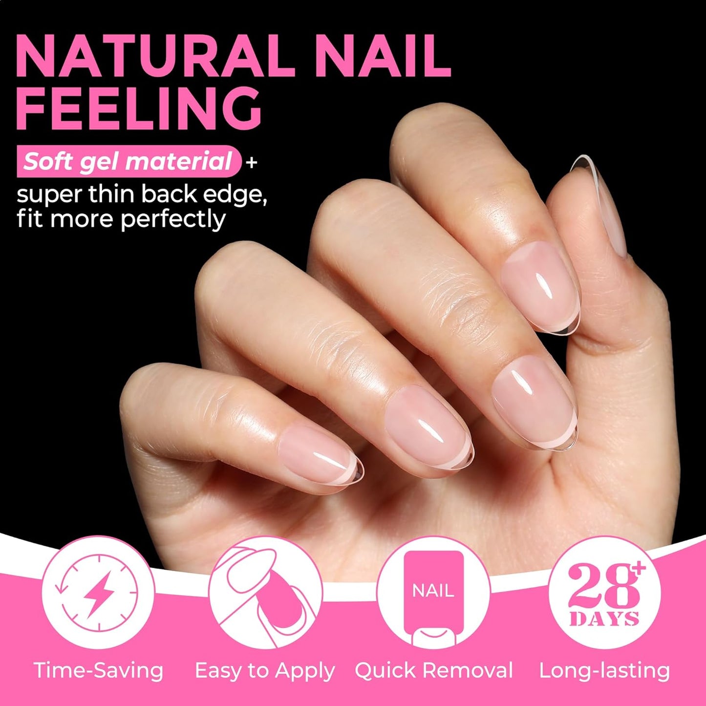 UNA GELLA Extra Short Almond Nail Tips - 216PCS Full Cover Soft Gelly Gel Clear Fake Nails | 12 Sizes for DIY Salon Use