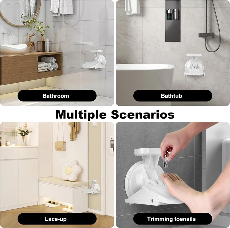 Shower Foot Rest Suction Cup,Shower Shaving Foot Rest with Powerful Suction Cup,Shower Leg Shaver Stand,Collapsible Suitable for Small Space