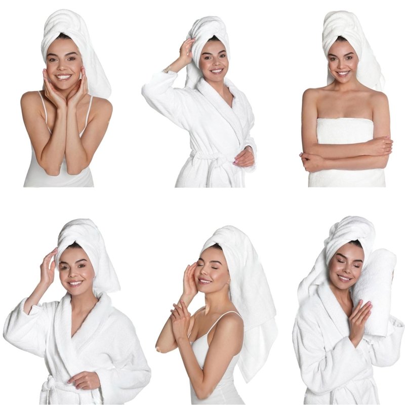 GOLD TEXTILES Premium Bath Towel Set (Pack of 12,27 x 54) 100% Ring-Spun Cotton Towels for Hotel, Spa, Soft and Absorbent (27 x 54, White - 12 Pcs)