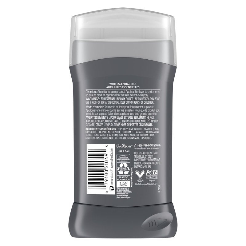 Dove Men+Care Aluminum-Free Deodorant Moon Oasis 4 Count for a Long-Lasting Scent, with 72H Odor Protection, 3.0 oz